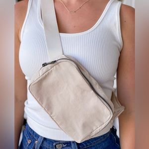 Cream Nylon Belt Bag